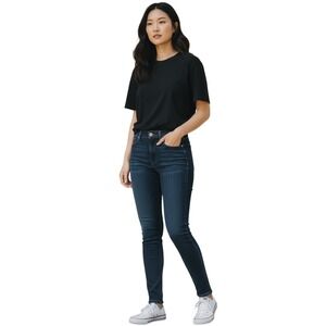 GOOD AMERICAN High Rise Skinny Jeans Dark Wash Size 6 28 Blue Denim‎
